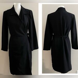 Vintage Mary McFadden wrap blazer dress black office party career teacher preppy